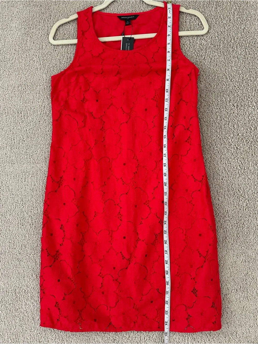 Banana Republic Vibrant Red Floral Lace Sleeveless Shift Dress - Americana - Picture 15 of 17
